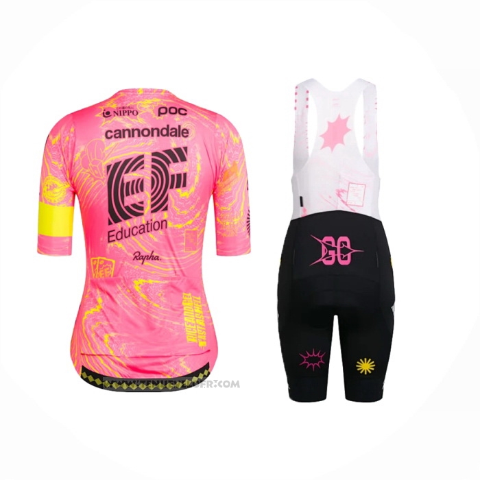 2024 Maillot Cyclisme Femme EF Education Rose Manches Courtes Et Cuissard